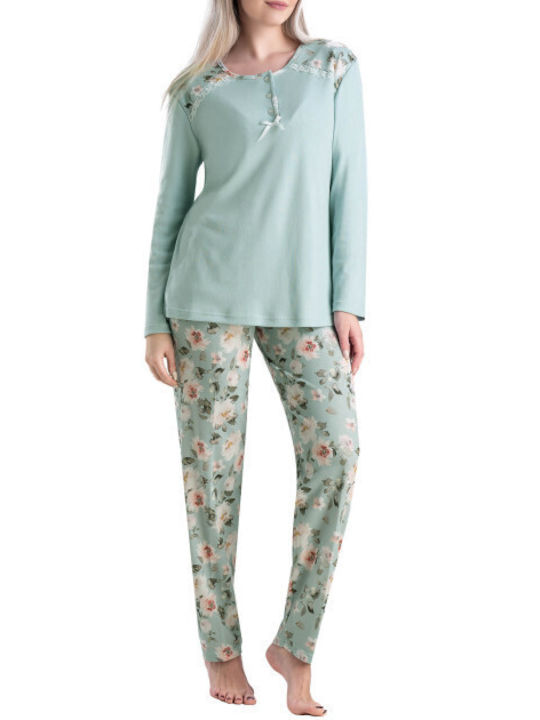 Relax Lingerie Winter Damen Pyjama-Set Grün