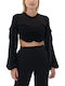 Γυναικείο Crop Top Μακρυμάνικο Μαύρο