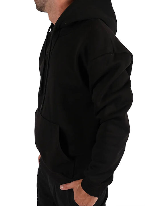 Adon Milano Men's Sweatshirt with Hood and Pockets Black