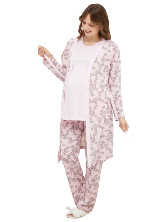 PijaMood Robe for Breastfeeding Pink -ΡΟΖ