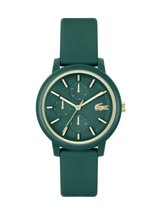 Lacoste Γυναικείο Ρολόι 38mm Μπαταρίας με Πράσινο Καουτσούκ Λουράκι