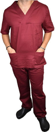 Tips Unisex Hose & Bluse Set Burgundisch