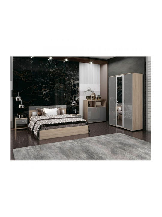Set de Dormitor Verona High Gri cu Saltea 160x200buc 4buc