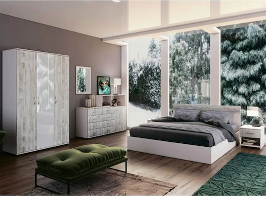 Schlafzimmer Set Verona High White mit Matratze 160x200cm 4Stück