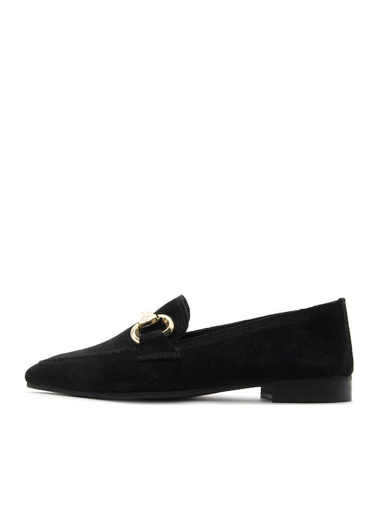 Once Leather Women's Moccasins in Black Color