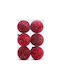 Christmas Plastic Set Ornaments Red 12pcs