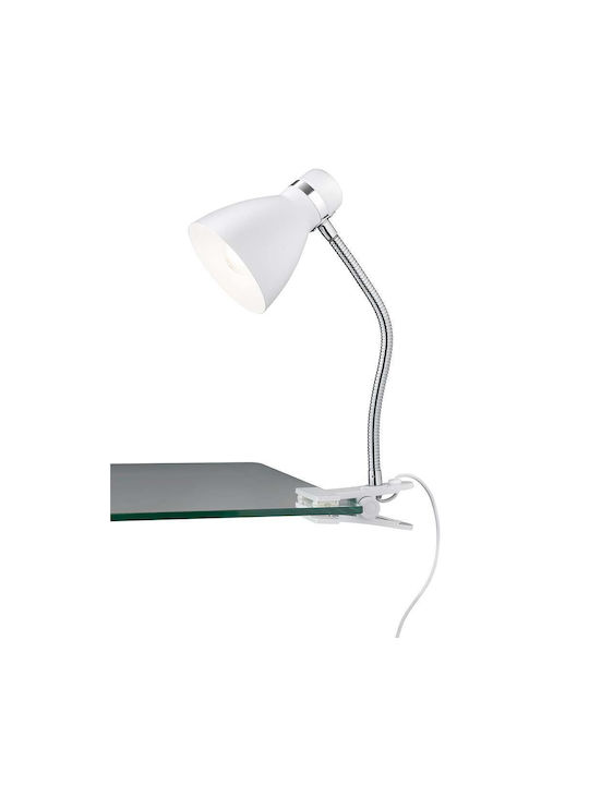 Trio Lighting Φωτιστικό Γραφείου με Εύκαμπτο Βραχίονα για Ντουί E27 και Κλιπ σε Λευκό Χρώμα