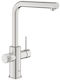 Grohe Pure Minta Kitchen Faucet Counter with Pull-Out Spray Silver
