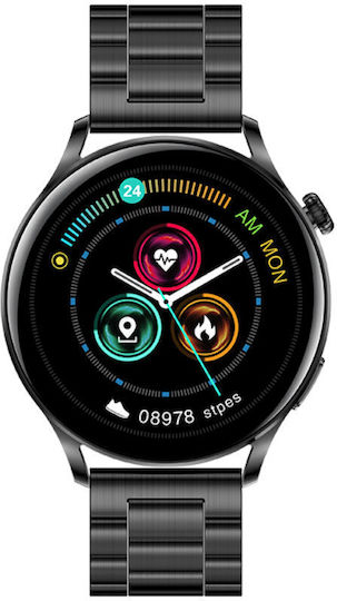 Rubicon SR045C Aluminium 42mm Smartwatch mit Pulsmesser (Schwarz)