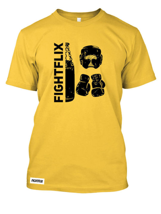 FightFlix T-shirt Bărbătesc cu Mânecă Scurtă Galben
