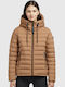 Women's Short Puffer Jacket for Winter Beige