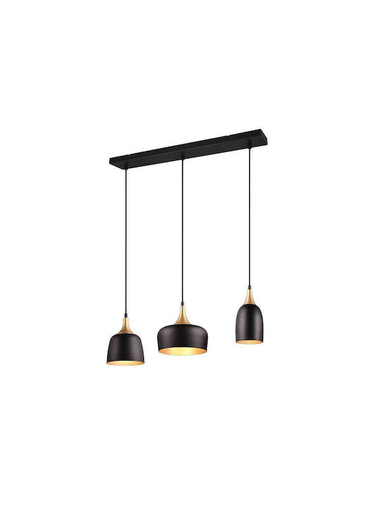 Trio Lighting Lustră Trei lumini Calea ferată pentru Soclu E14, E.14 Negru