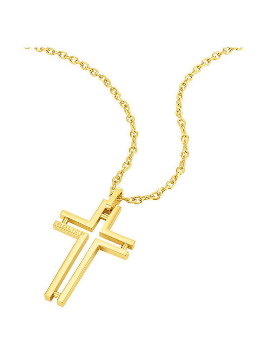 Police Men's Cross from Gold Plated Steel with ...