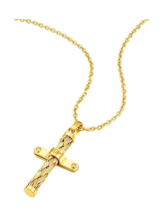 Police Crucifix Bărbați Din Oțel Placat Cu Aur ...