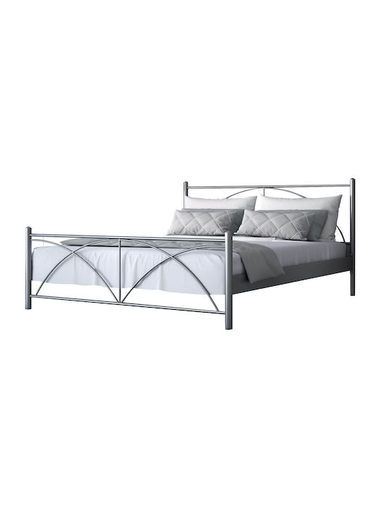 Paolo Κρεβάτι Μονό Μεταλλικό Ασημί για Στρώμα 90x190cm