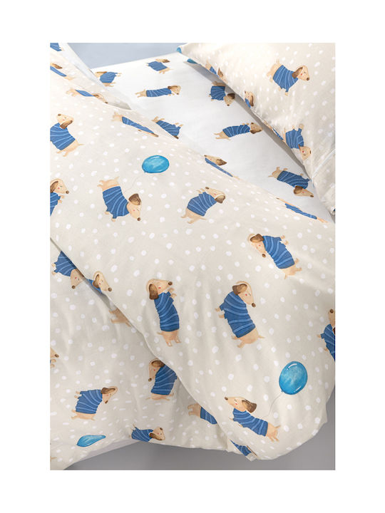 Saint Clair Σετ Σεντόνια Μονά με Λάστιχο Βαμβακερά Pet Blue 100x200cm 3τμχ