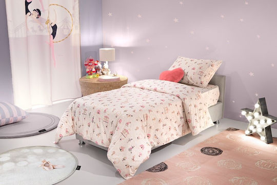 Saint Clair Σετ Σεντόνια Μονά Βαμβακερά Enjoy Pink 165x250cm 2τμχ