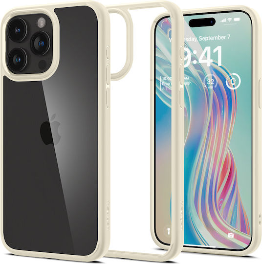 Spigen Crystal Hybrid Задна корица Пластмаса / Силикон Пясъчно бежово (iPhone 15 Pro Max)