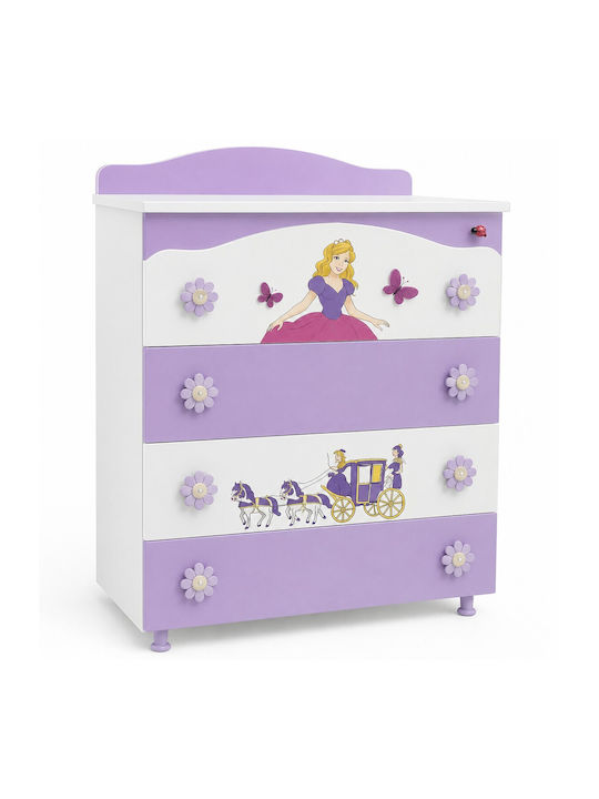Snow White Baby Dresser with 4 Drawers White 49x77x97cm