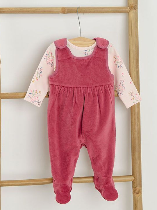 Cool Club Set Baby Bodysuits Long-sleeved with Pants Pink