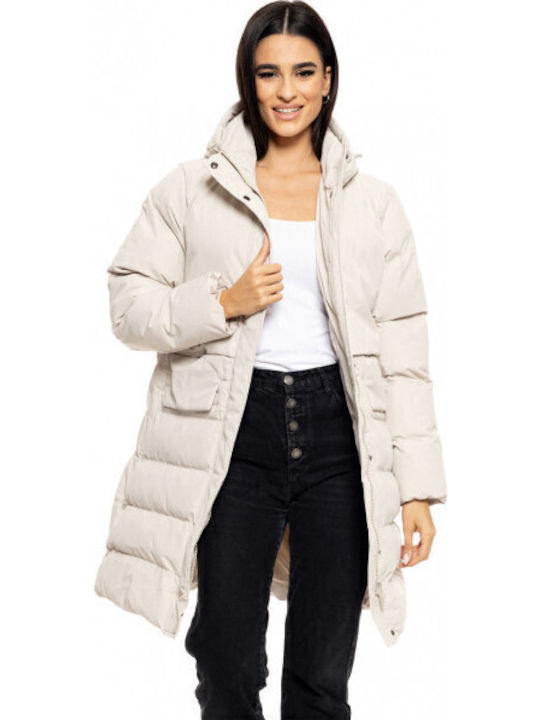 Splendid Lang Damen Puffer Jacke für Winter Beige