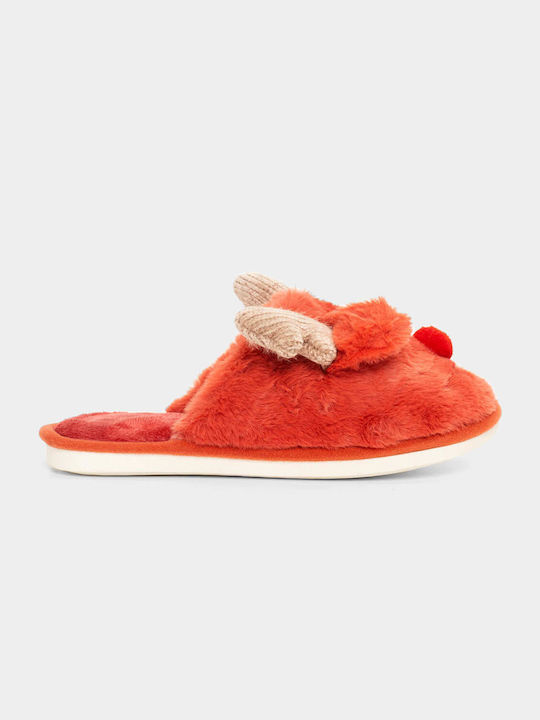 Luigi Women's Slippers with Fur Orange