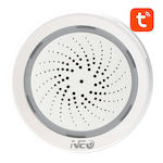 NEO Wi-Fi Alarm Siren Batterie Outdoor 100dB 5V with Weiß Light 3x6.5cm