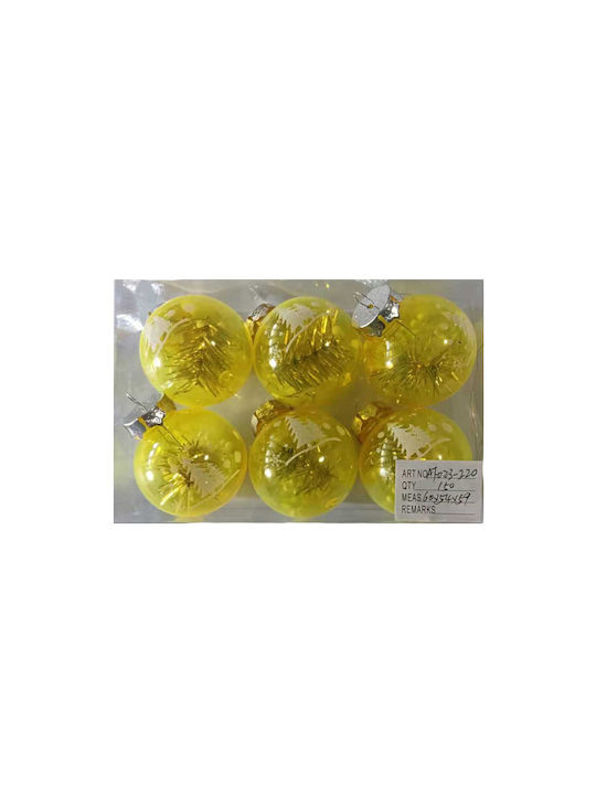 Satz 6 Gelbe Kugel Ornamente 6cm Satz 6 Gelbe Kugel Ornamente 6cm