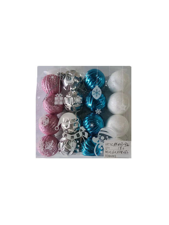 Hanging Ball Ornament Multicolour Set 16pcs