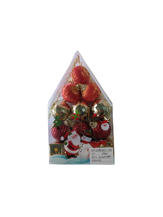 Hanging Ball Ornament Red Set 12pcs