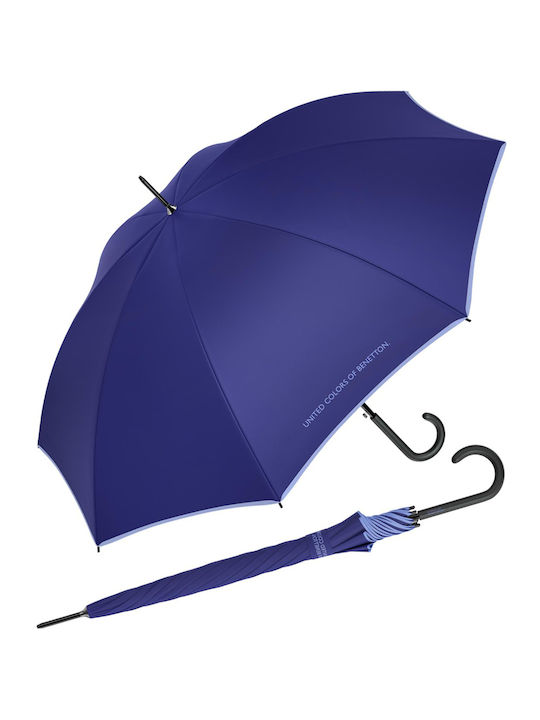 Benetton Automatic Umbrella with Walking Stick Purple