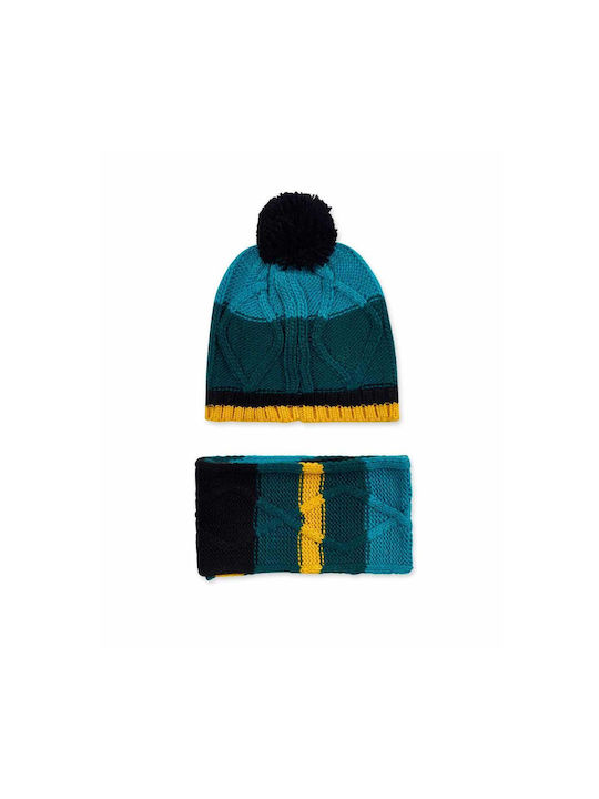 Tuc Tuc Kids Beanie Set with Scarf Knitted Green