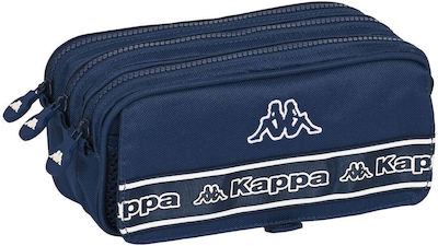 Kappa Fabric Blue Pencil Case with 2 Compartments