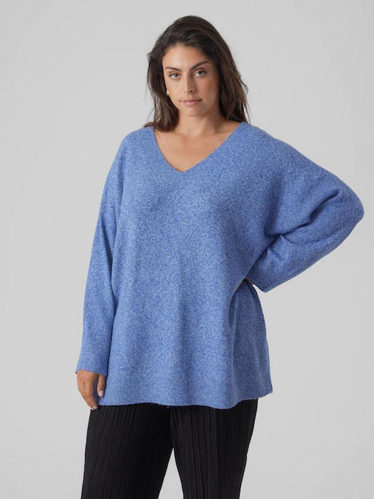 Vero Moda Women's Long Sleeve Pullover with V Neck Blue