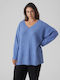 Vero Moda Women's Long Sleeve Sweater with V Neckline Blue