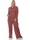 Women's Red Set with Pants with Elastic in Loose Fit