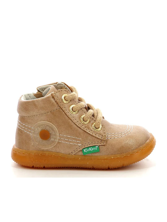Suede Kinderstiefeletten mit Reißverschluss Gold