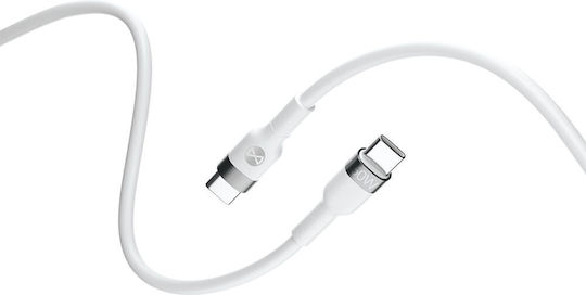 Forever USB 2.0 Cable USB-C male - USB-C 60W Λευκό 1m