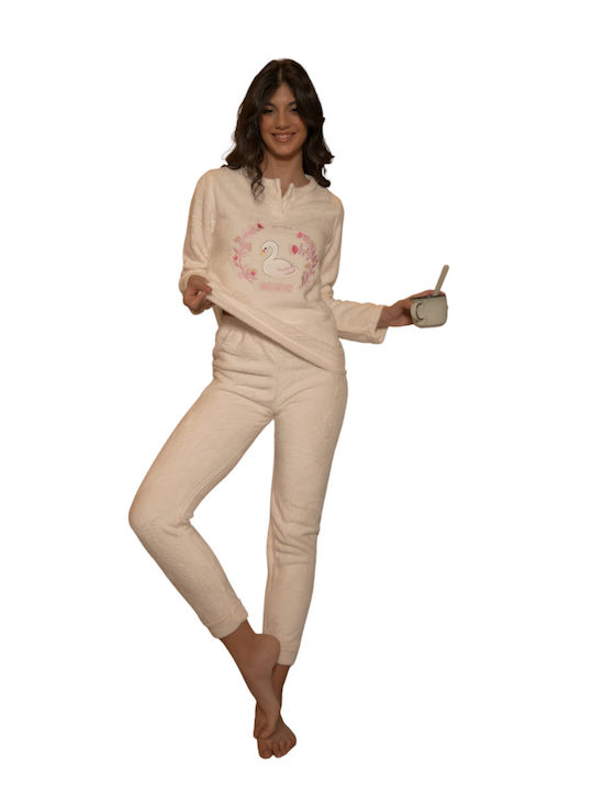 Ligglo Winter Women's Pyjama Set Fleece White