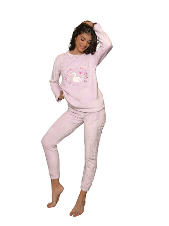 Ligglo Winter Women's Pyjama Set Fleece Purple