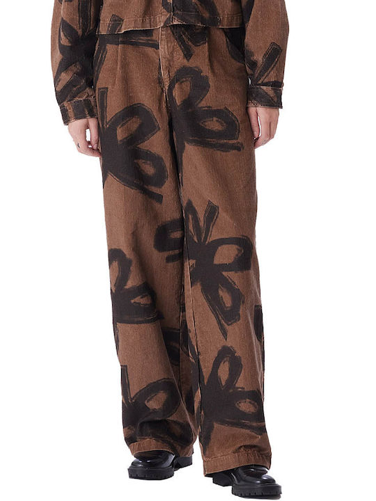 Nabi Damen Stoff Hose in Weitem Schnitt Braun