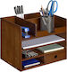 Bamboo Wood Office Organizer Blue 24x26x33cm