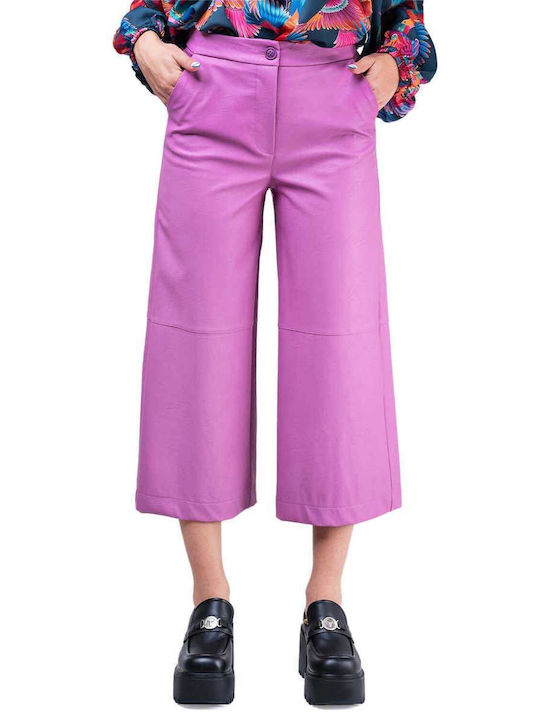 Moutaki Γυναικεία Υφασμάτινη Παντελόνα σε Μωβ Χρώμα