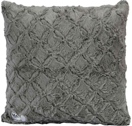 Madi Oblong Decorative Pillow Case with Furry Gray Fabric 50x50cm