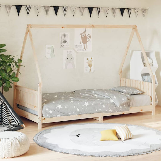 Kinderbett Einzeln Beige für Matratze 90x200cm