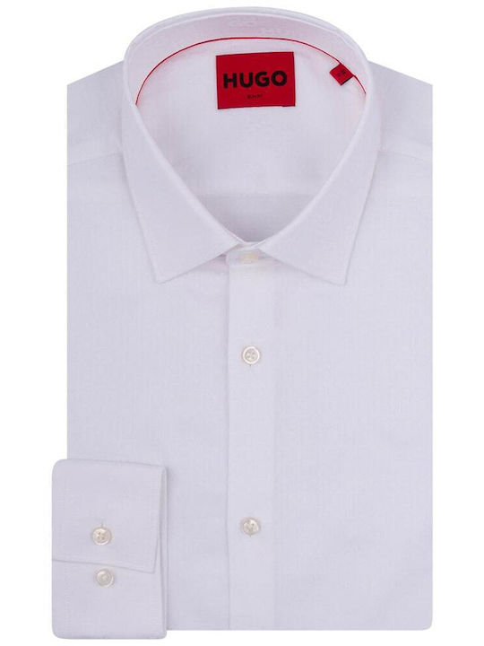 Hugo Kenno Long-sleeved Cotton Shirt White