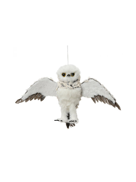 Hanging White Fabric Owl Ornament 28x12cm