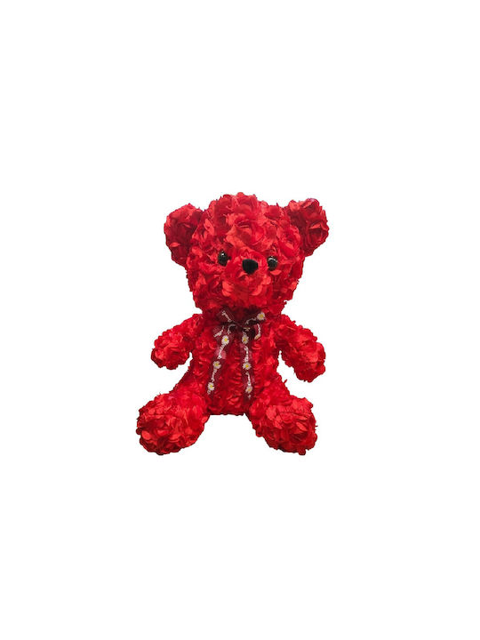 Teddy Bear from Artificial Roses Σατέν Red 40cm 1pcs