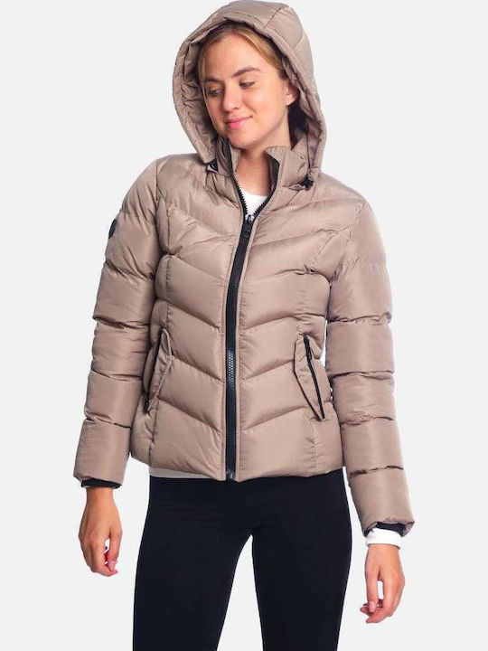 Kurz Damen Puffer Jacke Winddicht für Winter Beige