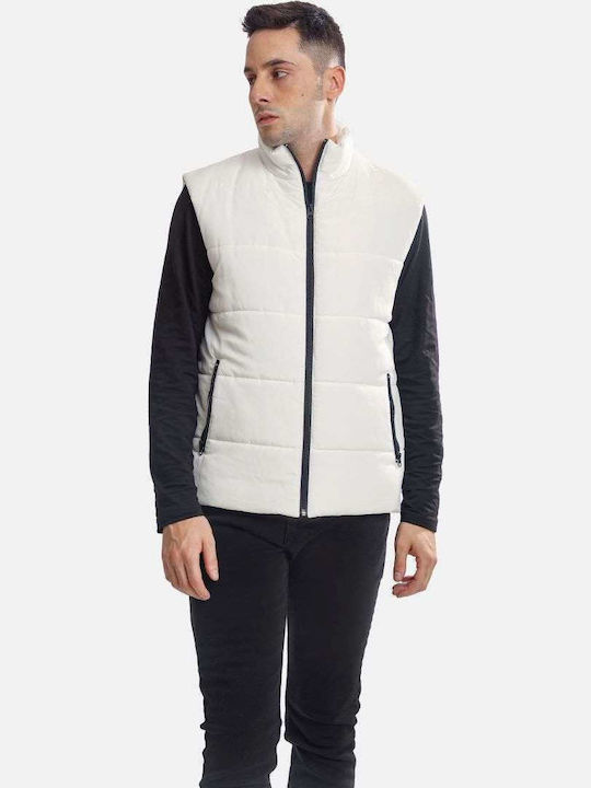 Sleeveless Jacket Puffer Waterproof and Windproof White